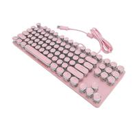 Jectse RGB Backlit Mechanical Keyboard, Blue Switch 87 Key Round Hat USB Gaming Keyboard with Dynamic Lighting Effects, Blue Switch Mechanism for Business Home Use (Rosy)