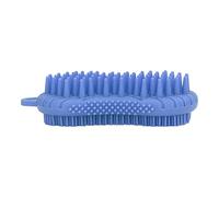 Jectse Silicone Body Scrubber, Dual Side Body Brush with Ergonomic Handle, Exfoliator for Shower, Silicone Massage Brush for Hair (Blue)