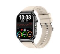 Jectse Smart Watch for Men Women, With 2.4" Large Screen, Bt Calling, Sos Ai Assistant Flashlight, 650mah Large Capacity Battery, Managing Your Health (Cream Silicone Band)