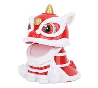 Jectse Solar Waking Lion Decoration Bring Fortune Automatic Nodding Cute Auspicious Odorless Energy Saving Waking Lion Ornament for Home (Red)