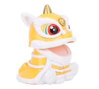 Jectse Solar Waking Lion Decoration Bring Fortune Automatic Nodding Cute Auspicious Odorless Energy Saving Waking Lion Ornament for Home (Yellow)