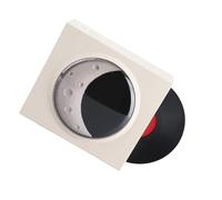 Jectse Speaker Alarm Clock, 3 Connection Modes Stereo Record Player Style Speaker with Moon and Starry Night Light, 1500mA Bedroom Decor Alarm Clock (Moonlight White)