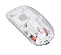 Jectse Transparent Mouse, 3 Modes Silent BT1 BT2 Rechargeable Metal Scroll Wireless Mouse for PC (White)