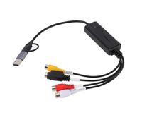 Jectse USB 2.0 Sound Video Card AV S-Video to USB Type C Grabber with Plug and Play for PC Streaming Recording