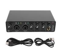 Jectse USB C Audio Interface for Recording Music, 24 Bit 192 KHz XLR Input 48V Phantasm Power Supply with 2 X 1/4in (6.35mm) Outputs, for Recording Streaming Podcasting (Black)