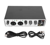 Jectse USB C Audio Interface for Recording Music, 24 Bit 192 KHz XLR Input 48V Phantasm Power Supply with 2 X 1/4in (6.35mm) Outputs, for Recording Streaming Podcasting (Black White)