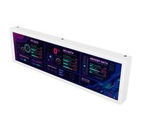 Jectse USB C Connection Display, 8.8in 1920x480 60Hz Temp Monitor with PC Sensor Panel Display Bracket, Customizable Layout, Themes for AIDA64, for, for RPI (White)