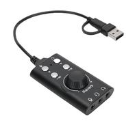 Jectse USB Sound Card for PC, External Headphone Adapter with Noise Reduction, Voice Changer, Reverb, Plug and Play, USB Type C Voice Changer for Live Streaming, Karaoke Recording