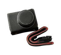 Jectse Vintage PU Leather Camera Bag Half Body Protective Cover with Strap for GR IIIx GR III GRIII GR3, Enhanced Grip Soft Lining 1/4 Inch Thread Hole (Black)