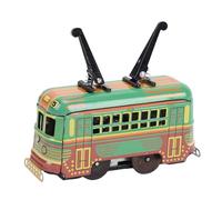 Jectse Vintage Wind Up Tram Toy, Retro Tinplate Tramcar with Nostalgic Design, for Office Home Decoration Collection Photography Props