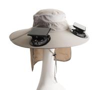 Jectse Wide Brim Solar Fan Hat, Solar Powered Outdoor Fishing Hat for Men Women, Hiking Camping Fishing Hat with AI Voice Control with Headlight for Outdoor Camping Fishing