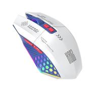 Jectse Wired Gaming Mouse, RGB Gaming Mouse, Wired/BT/2.4G Connection, 12000 DPI, Ergonomic Design, Multi Color Lights, 500mAh Battery, Ergonomic Design (White Blue)