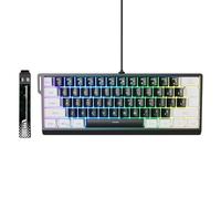 Jectse Wired Keyboard, 60 Percent 61 Keys RGB Backlit Mechanical Feel Portable Computer Gaming Keyboard with Ergonomic Keycaps, for Wins for OS X for IOS for Android (Black White)
