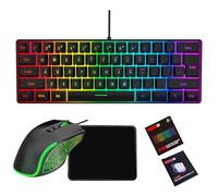 Jectse Wired Keyboard and Mouse Combo, with RGB Backlit Ergonomic Full Size Corded Computer Keyboard and Mouse for PC Wins Desktop Laptop (Black Set)