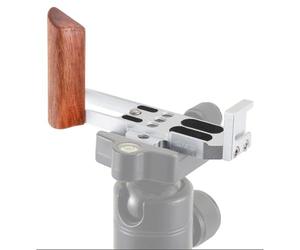 Jectse Wooden Camera Grip, Natural Wood Texture with Soft Rubber Base and Arca Compatible Plate, with Cold Shoe and 1 4 Screw Thread, for Handheld Filming and Tripod Use (Silver)