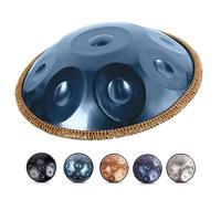 JEDAL Handpan Drum in D Minor, 10 Notes, 22 Inches, 432Hz/440Hz Steel, Blue, Includes Handpan Bag, 2 Mallets, Stand