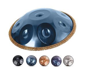 JEDAL Handpan Drum in D Minor, 10 Notes, 22 Inches, 432Hz/440Hz Steel, Blue, Includes Handpan Bag, 2 Mallets, Stand