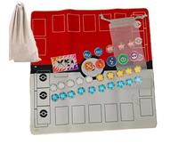 Jedaloke 24" Playmat for Trading Card Games with Damage Counters, 2 Player Gaming Mat Board Stadium with Playmat Bag, Red-White, 2mm Thick