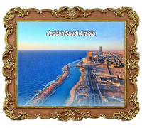 Jeddah Saudi Arabia Refrigerator Magnet Travel 3D Souvenir Fridge Decoration Magnetic Sticker Craft