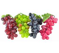JEDFORE 4 Bunches of Artificial Black,Red, Green and Purple Grapes Fake Fruit Home House Kitchen Party Wedding Decoration Photography