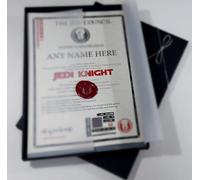 Jedi Knight Certificate - Deluxe Gift Box Set - Personalised with Any Name
