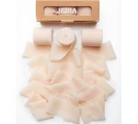 JEDIA 6 Rolls Champagne Chiffon Silk Ribbons, 1.5" x 7Yd, Wedding & Bouquet Wrap, DIY Crafts