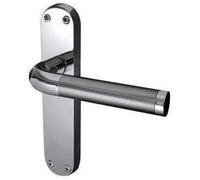 Jedo Curved Door Handle Latchset 185mm x 39mm Polished Chrome/Satin Chrome (2)