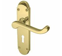 Jedo Epsom Lockset Door Handles - Polished Brass