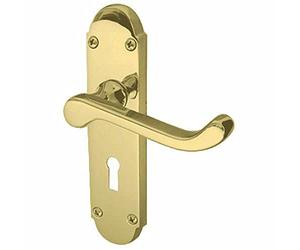 Jedo Epsom Lockset Door Handles - Polished Brass