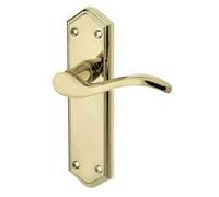 Jedo Paris Door Lever Latch Handle On Backplate PVD - Polished Brass