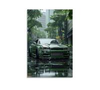JEDSLLA JDM Cars GTR R34 Dream Car Posters Canvas Print Aesthetic Wall Art Modern Home Decor for Bedroom Living Room 12x18inch(30x45cm) Unframe-style
