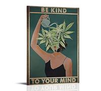 JEDSLLA Vintage Be Kind To Your Mind Poster Mental Health Quote Posters Canvas Print Aesthetic Wall Art Modern Home Decor for Bedroom Living Room 08x12inch(20x30cm) Frame-style