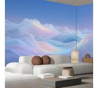 JEDTAKCT 3D Cloud Mountains 3D Photo Wallpaper Mural Sky Blue Wave Geometry Art Print Murals, Indoor Photo Wall Painting for Living Room Tv Backdrop Kids Room Decor 350X256Cm (W X H)