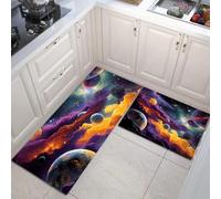 JEDTAKCT 3D Nebula Planet Kitchen Rugs Sets Of 2 Non Slip Washable Fantasy Galaxy Kitchen Rugs And Mats For Floor Violet Absorbent Runner Rug Floor Carpet For Laundry Hallways Office