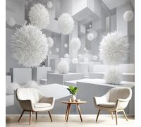 JEDTAKCT 3D Spherical Space Mural Modern Geometry Photo Wallpaper White Wallpaper Art Poster Picture Design Kids Wall Paper for Bedroom Living Room Wall Mural Poster Decor 350X256Cm