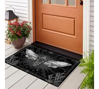 JEDTAKCT 50X80Cmdoor Mat Small Mysterious Moth In The Starry Sky Rugs Washable Rug Foldable Gothic Animals Print Short Pile Thin Rugs Non Slip Carpet For Living Room Entryway Bathroom Bedroom, Black,