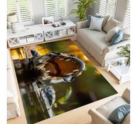 JEDTAKCT 60X90Cm Area Rugs Living Room Bedroom Non-Slip Large Rugs Washable Short Pile Fierce Alligator Rug For Bedroom Dining Room Skin-Friendly Carpet Wild Animal Pattern