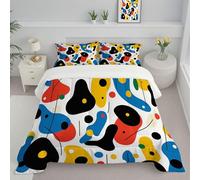 JEDTAKCT Abstract Geometric Double Coverless Duvet - Medieval Art Coverless Quilt Comforter With Matching Pillowcase Reversible Design - Machine Washable - Mustard Yellow - 200X200Cm
