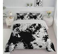 JEDTAKCT Abstract Ink Double Duvet, Modern Aesthetics Reversible Coverless Duvet, Soft Warm All Seasons Comforter Washable Microfiber Quilt With Pillowcases, 200X200Cm, Dark Gray