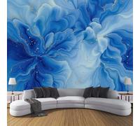 JEDTAKCT Abstract Marble Petals Non-Woven Wallpaper - Indigo Watercolor Fluid Ripples Wall Mural for Bedroom, Living Room Background Decoration, 3D Photo Wall Paper Poster Picture 450X315Cm (Wxh)