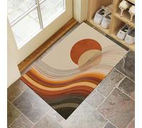JEDTAKCT Abstract Stripes Small Area Rug 90X150Cm Non-Slip Faux Wool Door Mat Indoor Washable Bohemian Geometric Entryway Rug Terracotta Low Pile Floor Mat For Entrance Bedroom Bathroom Kitchen
