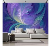 JEDTAKCT Abstract Vortex Feather Non-Woven Wallpaper - Purple Linear Marble Geometric Wall Mural for Bedroom, Living Room Background Decoration, 3D Photo Wall Paper Poster Picture 450X315Cm (Wxh)
