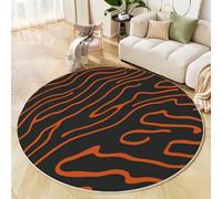 JEDTAKCT Abstract Zebra Print Round Rugs Living Room, Animal Theme Pattern Floor Mat Rug Machine Washable Boho Carpet, Non Slip Soft Circle Rug For Bedroom Kitchen Decor, Orange And Black, 100 Cm
