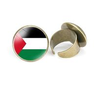 JEDTAKCT Adjustable Palestine Flag Ring,Creativity Art Round Open Thumb Finger Ring For Teen Girls Unisex Jewelry Gift,Atriotic Enamel Ring Decoration Gift For Ball Party Banquet,As Shown,20Mm