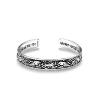 JEDTAKCT Bangle For Women And Men - Two Fish Playing With Lotus Vintage Distressed Open Bracelet, Personalized Temperament Bracelet Charm Bangle For Friend Couples,White,One Size
