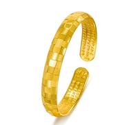 JEDTAKCT Bangle For Women And Men - Vintage Plaid Geometric Square Ancient Glossy Open Bracelet Rhombus Glossy Bangle For Couple, Cuff Opening Adjustable Bangle,White,One Size