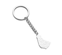 JEDTAKCT Barbados Map Flag Keychain - Retro Geometric With City Name Shape Outline Pendant Keychains,Country Map Geography Keyring Car Backpack Accessories Jewelry Gift,White