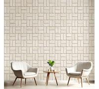 JEDTAKCT Beige 3D Natural Brick and Stone Texture Mural Wallpaper - Simple Geometry Wall Mural for Bedroom, Living Room Background Decoration, Home Decor Modern Photo Wall Paper 250X175Cm (Wxh)