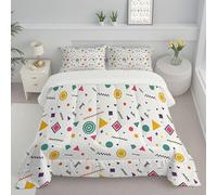 JEDTAKCT Beige Super King Duvet, Abstract Geometric Quilt Ideal For Summer Autumn, Reversible Coverless Duvet With Cartoon Doodle, Lightweight Soft Comforter, 260X230Cm, Machine Washable