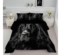 JEDTAKCT Black Super King Duvet, Cute Cocker Spaniel Quilt Ideal For Summer Autumn, Reversible Coverless Duvet With Animal Photography, Lightweight Soft Comforter, 260X230Cm, Machine Washable